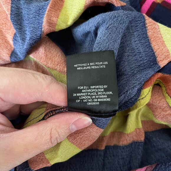 HD in Paris 2 Midi Dress Striped Pane A-Line Blue Flowy Anthropologie - Picture 4 of 11